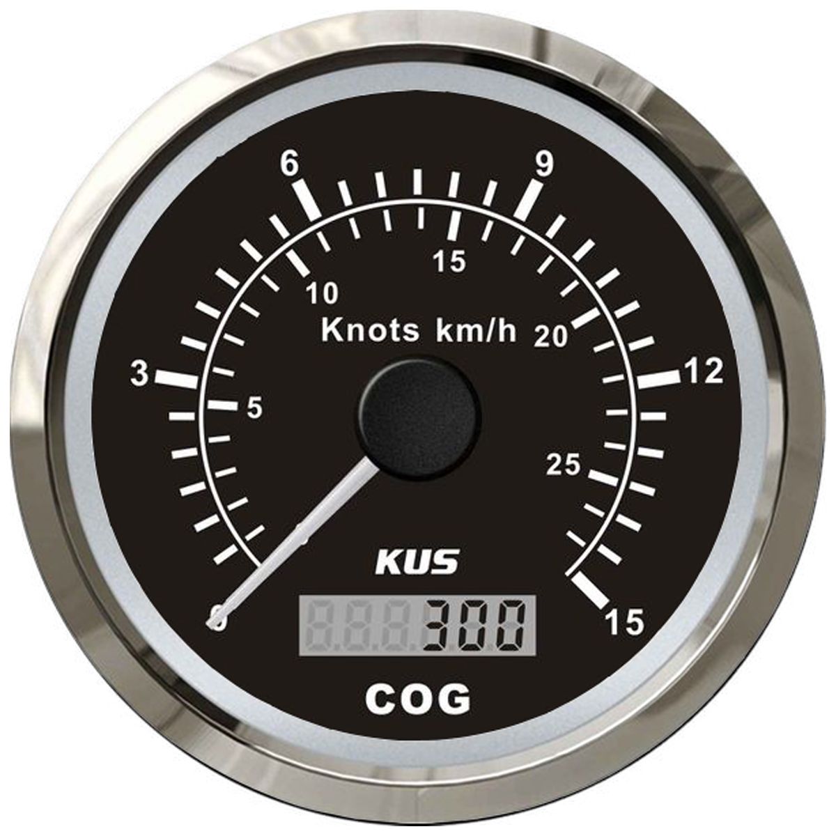 KUS GPS Speedometer Gauge 15 Knots (Stainless Steel Bezel, Black Dial) JMV00369