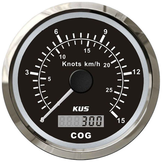 KUS GPS Speedometer Gauge 15 Knots (Stainless Steel Bezel, Black Dial) JMV00369