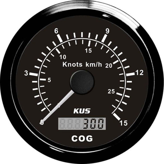 KUS GPS Speedometer Gauge 15 Knots (Black Bezel and Dial) JMV00371