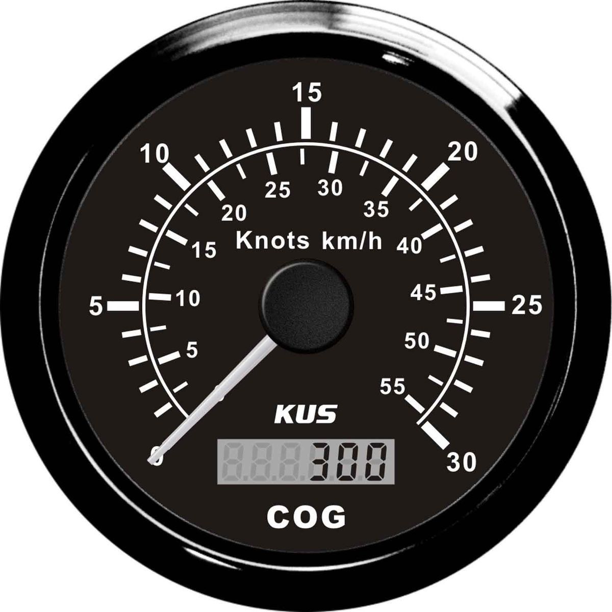 KUS GPS Speedometer Gauge 30 Knots (Black Bezel / Black Dial) JMV00376