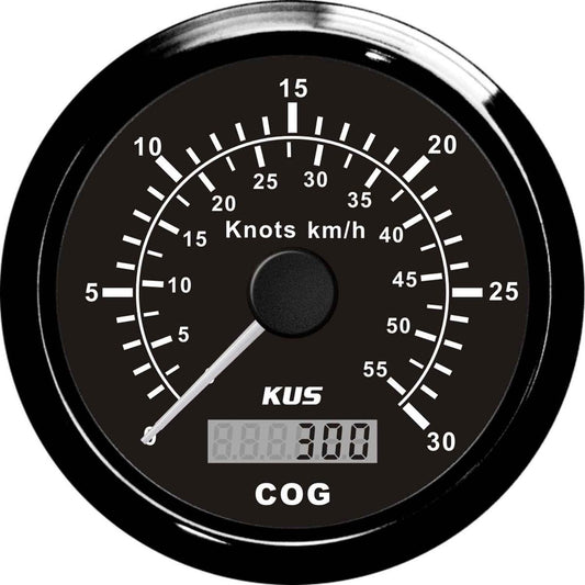KUS GPS Speedometer Gauge 30 Knots (Black Bezel / Black Dial) JMV00376