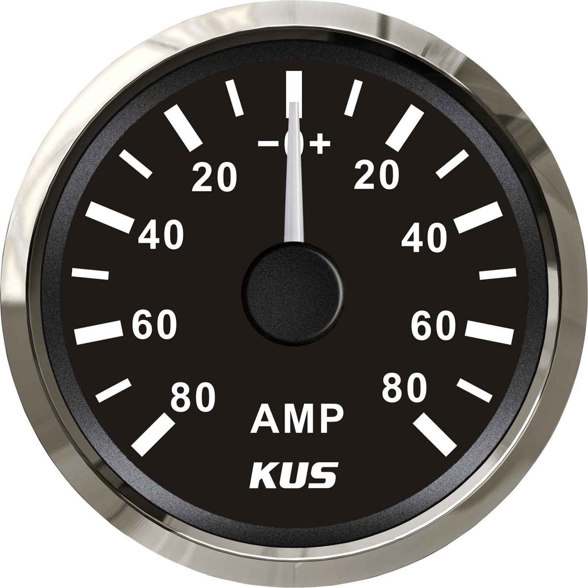 KUS Ammeter Gauge -80-0-80 Amps (Stainless Steel Bezel / Black Dial) KY06005