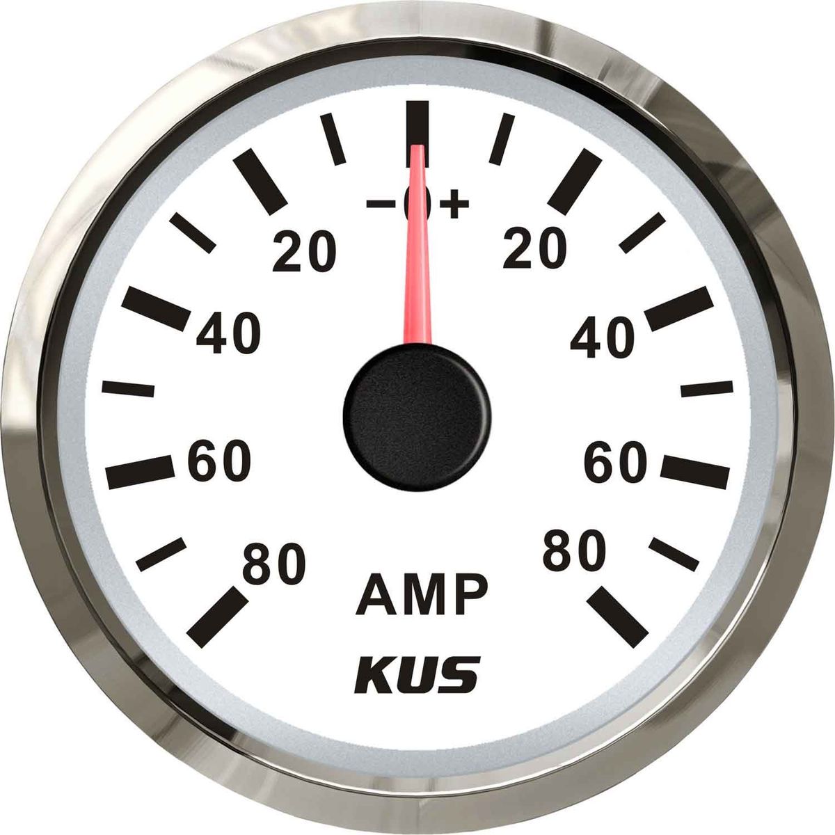 KUS Ammeter Gauge -80-0-80 Amps (Stainless Steel Bezel / White Dial) KY06102