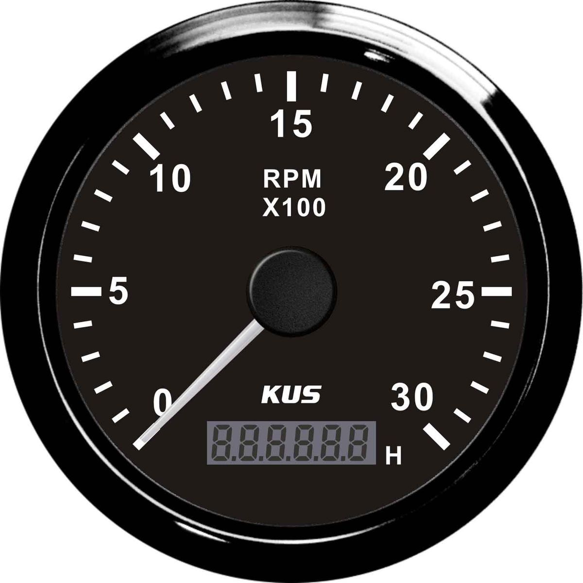 KUS Tachometer Gauge with Hourmeter (3000RPM / Black) KY07026