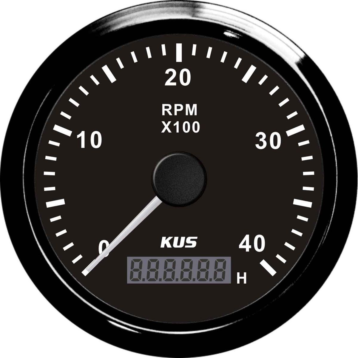 KUS Tachometer Gauge with Hourmeter (4000RPM / Black) KY07027