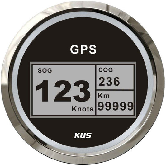 KUS Digital GPS Speedometer 0-999 Knots, km/h or MPH (SS / Black Dial) KY08021