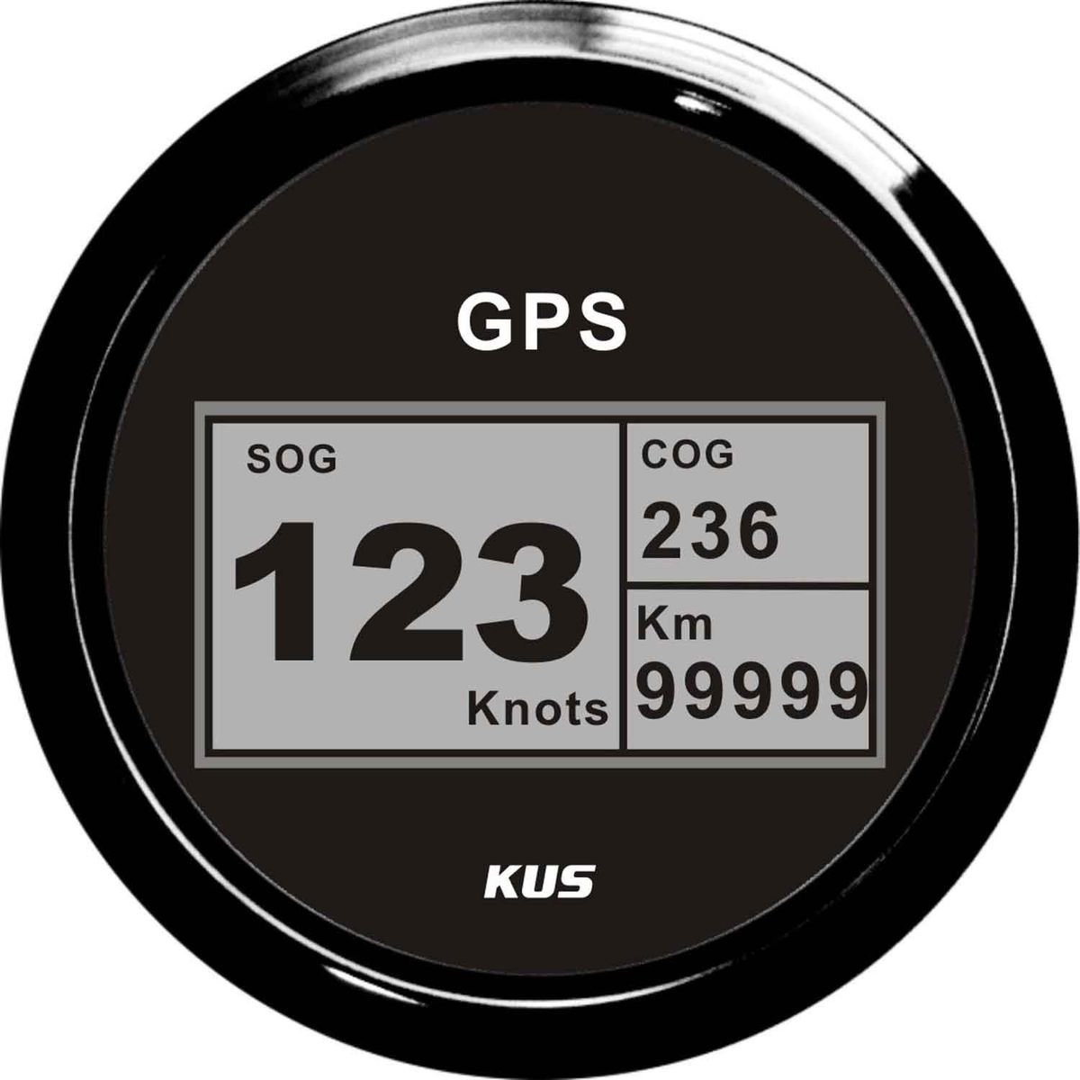 KUS Digital GPS Speedometer 0-999 Knots, kM/H, MPH (Black Bezel/Dial) KY08022