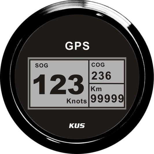 KUS Digital GPS Speedometer 0-999 Knots, kM/H, MPH (Black Bezel/Dial) KY08022