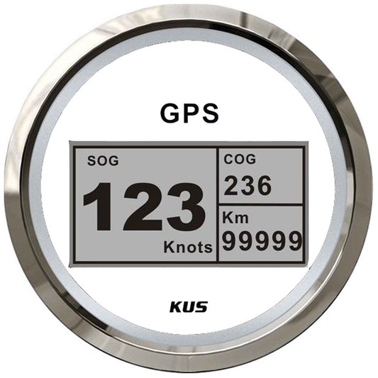 KUS Digital GPS Speedometer 0-999 Knots, km/h or MPH (SS / White Dial) KY08109
