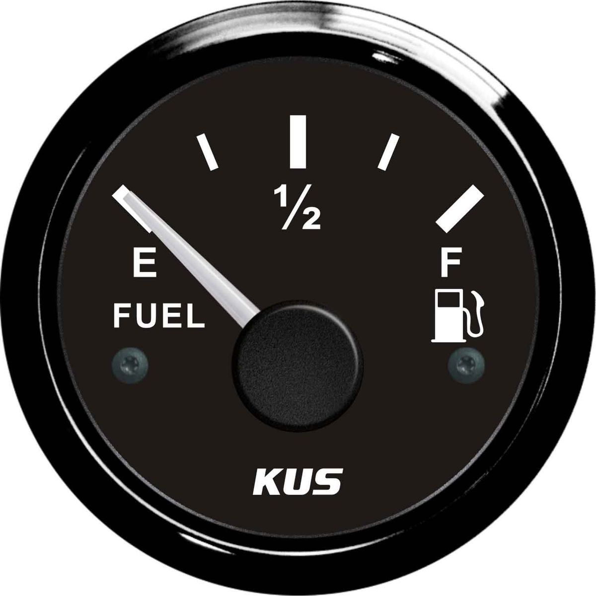 KUS Fuel Level Gauge with Black Stainless Bezel (Euro Resistance) KY10002