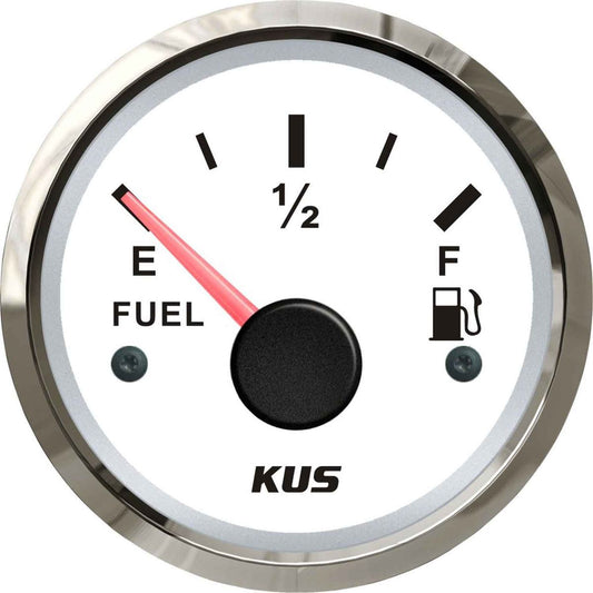 KUS Fuel Level Gauge with Stainless Bezel (White / Euro Resistance) KY10100