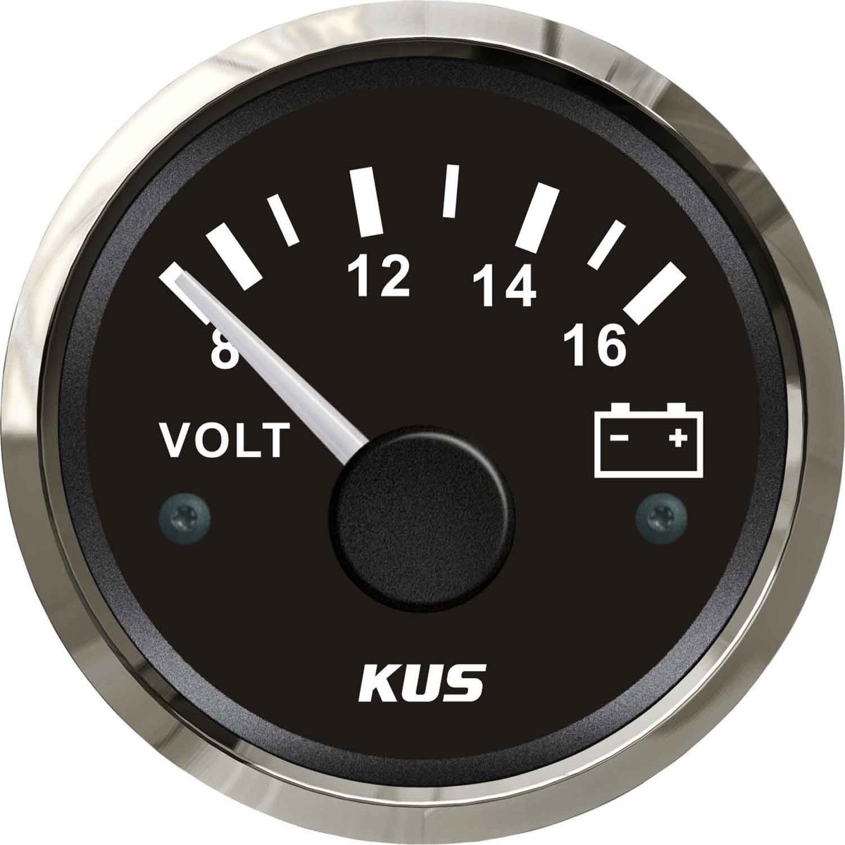 KUS Voltmeter Gauge with Stainless Steel Bezel (12V / Black) KY13000