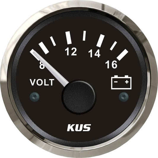 KUS Voltmeter Gauge with Stainless Steel Bezel (12V / Black) KY13000