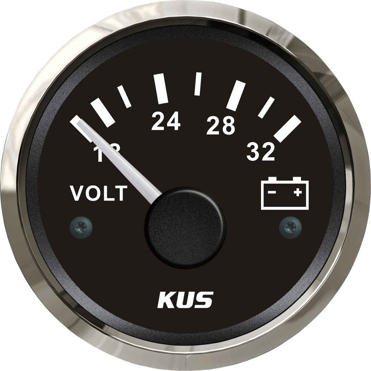 KUS Voltmeter Gauge with Stainless Steel Bezel (24V / Black) KY13001