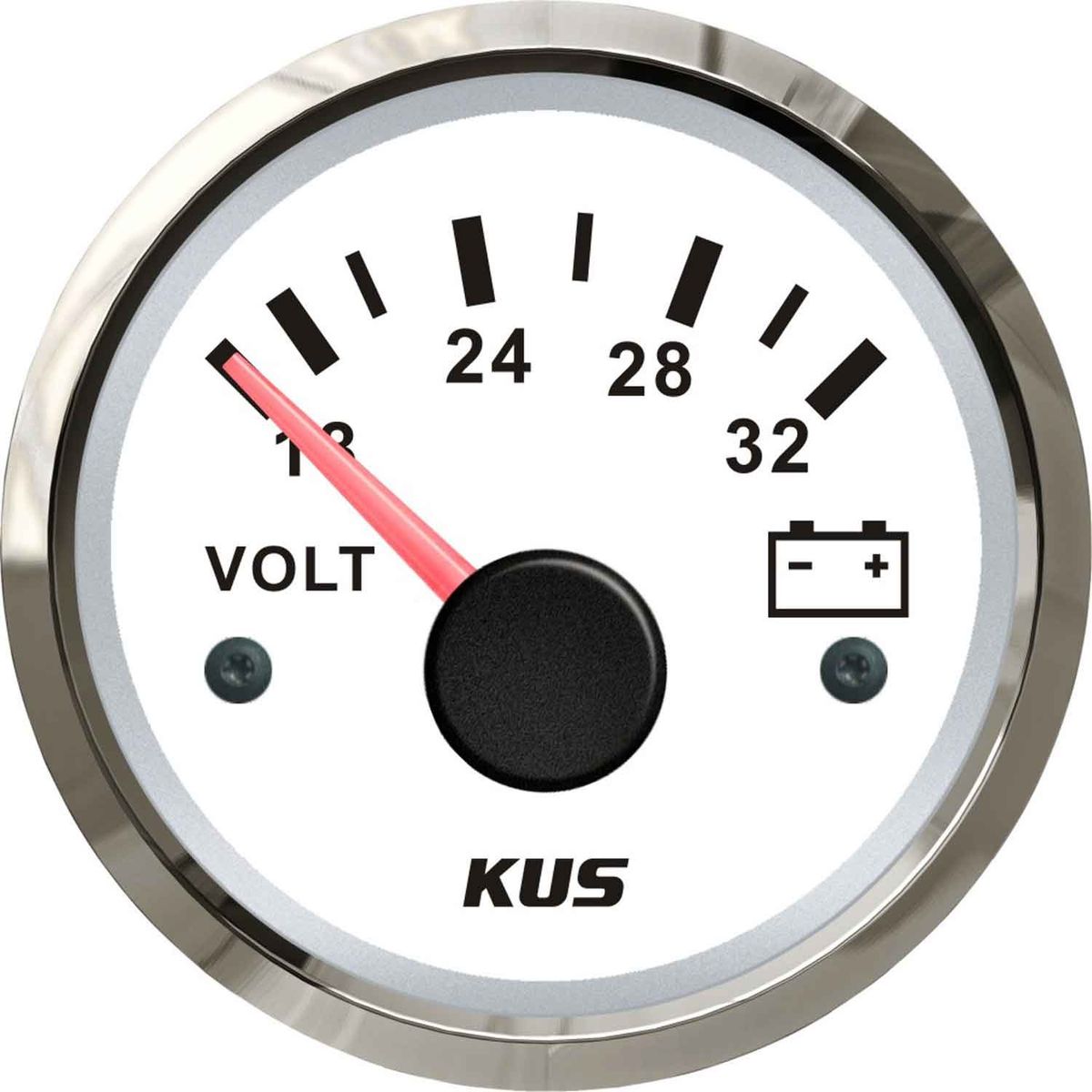 KUS Voltmeter Gauge with Stainless Steel Bezel (24V / White) KY13101
