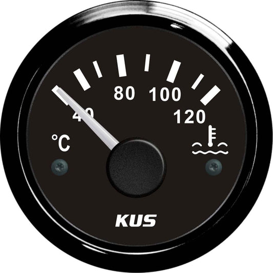 KUS Water Temperature Gauge with Black Stainless Bezel (120&deg;C) KY14002