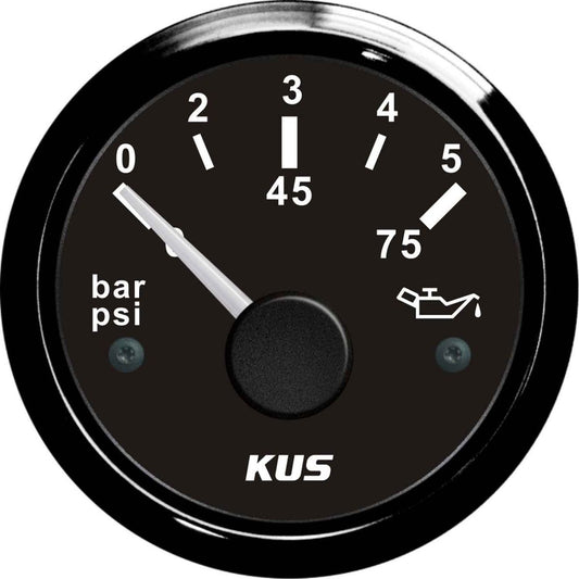 KUS Oil Pressure Gauge 5 Bar (Black Bezel / Black Dial) KY15001