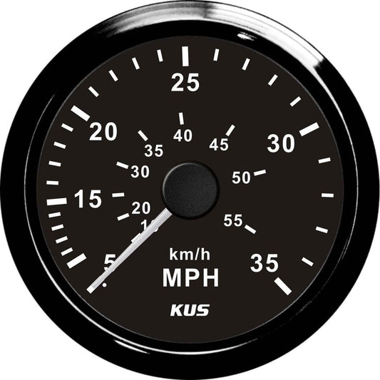 KUS Mechanical Speedometer Gauge 35MPH (Black Bezel & Dial) KY18010