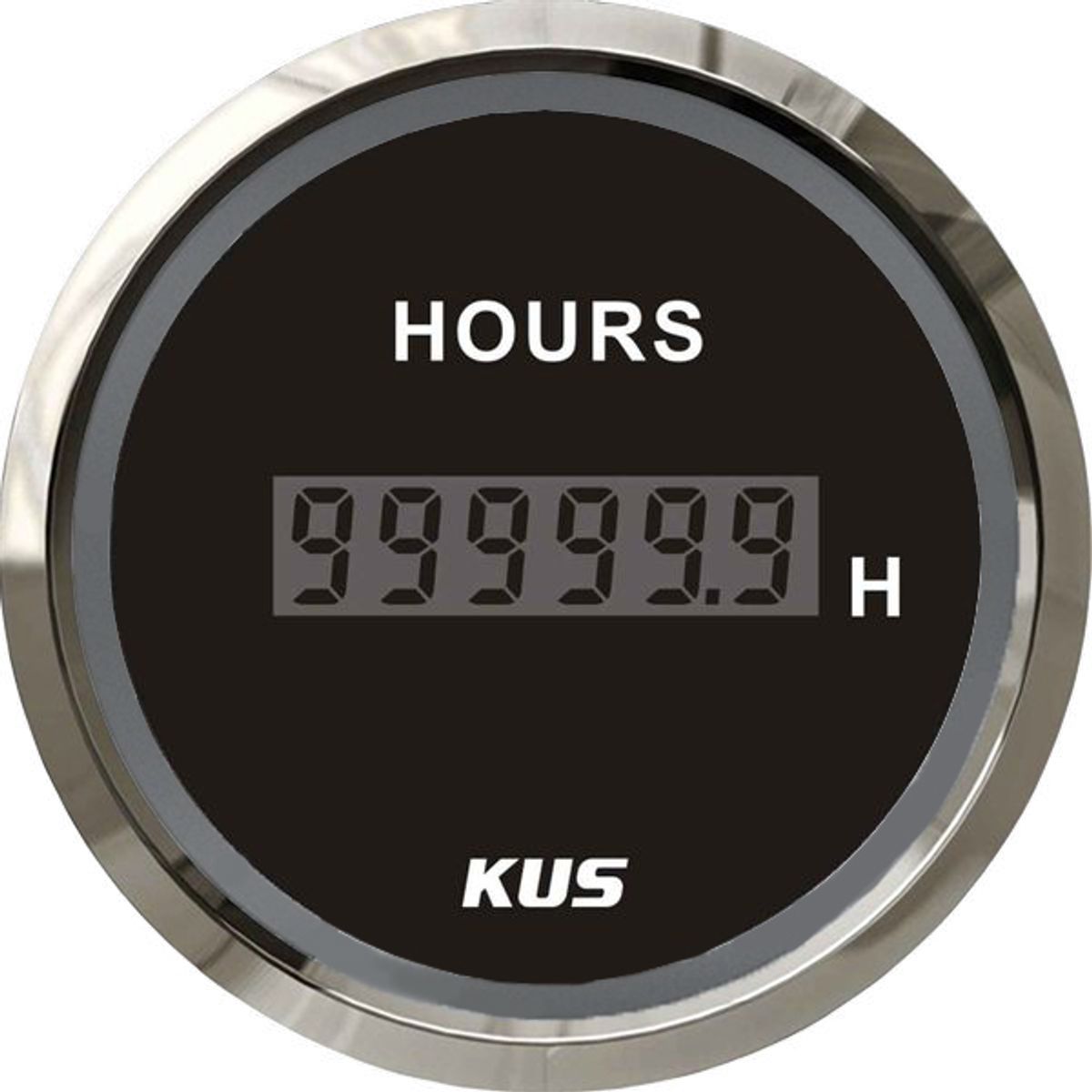 KUS Hourmeter Gauge 0-99,999hours (Stainless Steel Bezel / Black Dial) KY39000