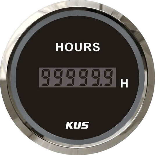 KUS Hourmeter Gauge 0-99,999hours (Stainless Steel Bezel / Black Dial) KY39000