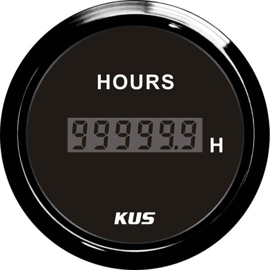 KUS Hourmeter Gauge with Black Stainless Bezel (12V / 24V) KY39001