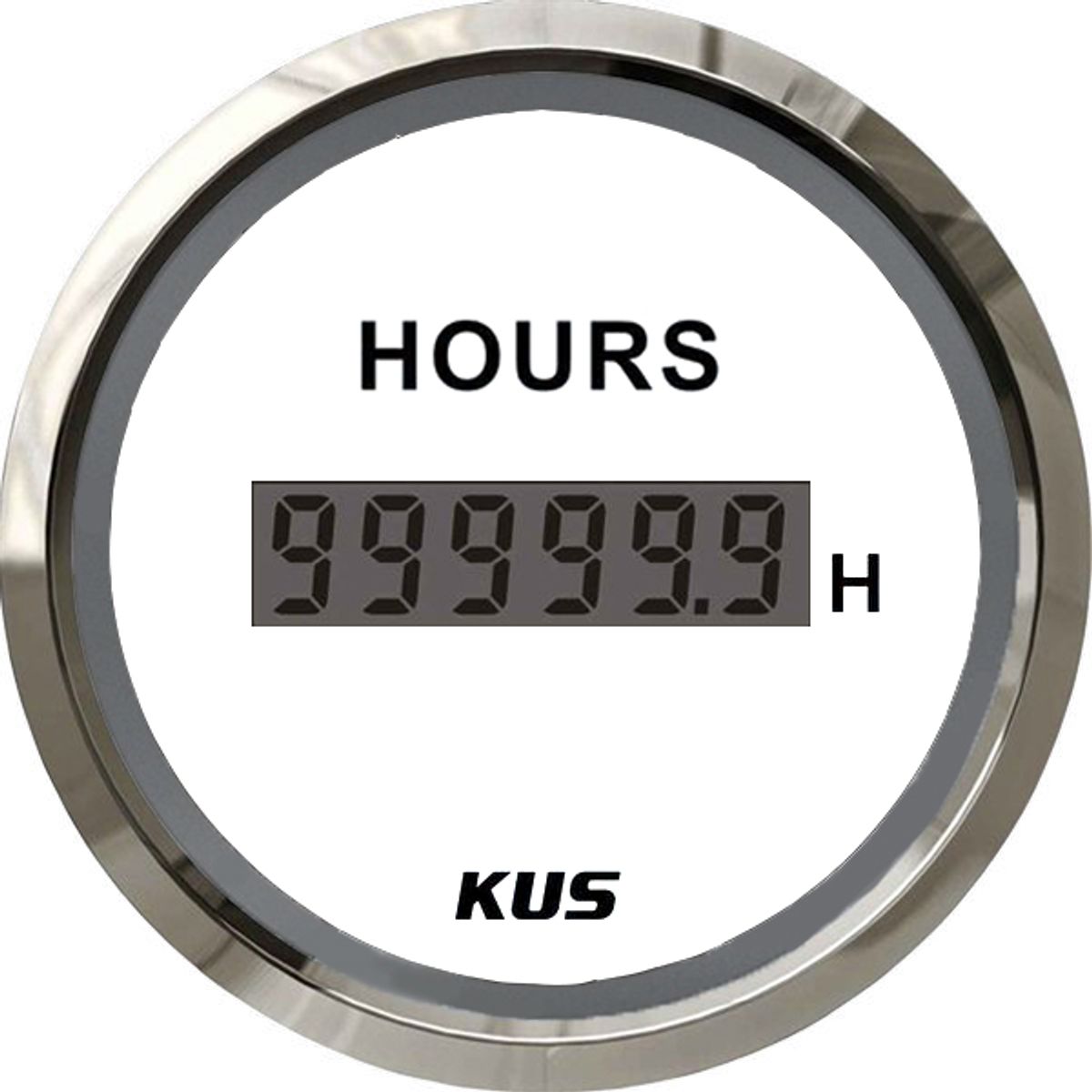 KUS Hourmeter Gauge 0-99,999hours (Stainless Steel Bezel / White Dial) KY39202