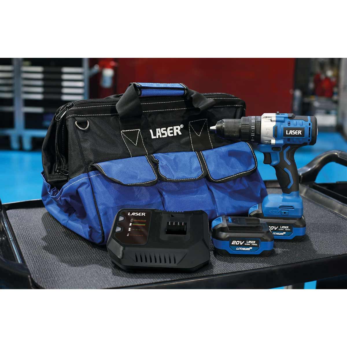 Laser Tools Cordless Variable Speed Impact Drill 20V Kit (UK Plug) LT-68011