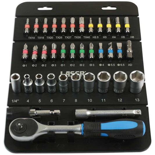 Laser Tools Socket and Bit Set 1/4" Drive (37-Piece) LT-7310