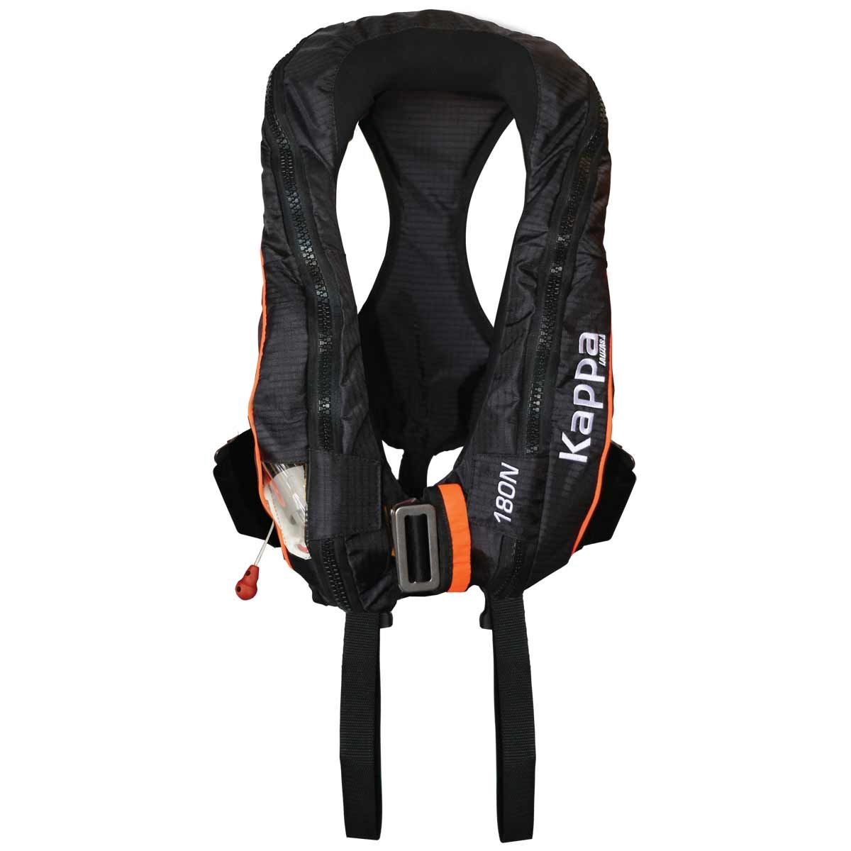 Kappa Inflatable Lifejacket Auto C/Straps Harness 180N ISO Adult Black LZ-72194
