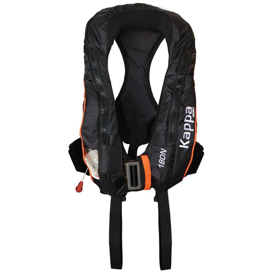 Kappa Inflatable Lifejacket Auto C/Straps Harness 180N ISO Adult Black LZ-72194