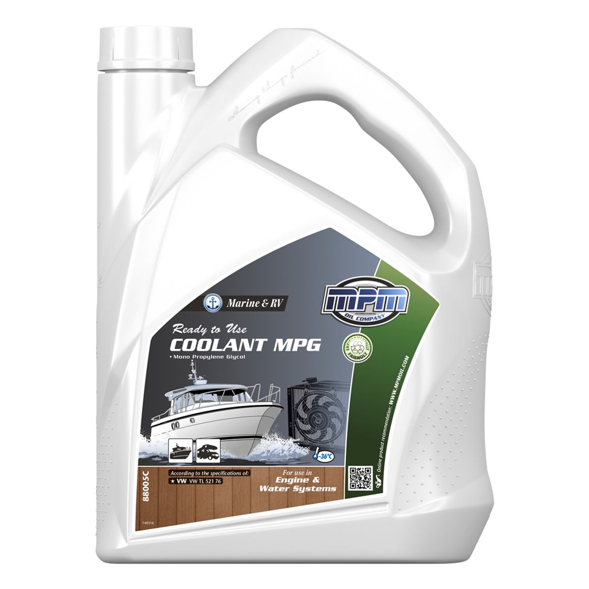 MPM Marine & RV Ready to Use Coolant Mono Propylene Glycol 5 Litre MPM88005C