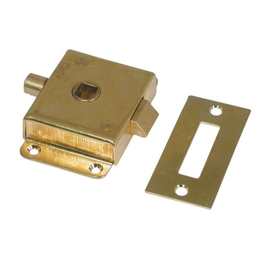 AG Rim Latch in Brass with Flat Lock Striker N-76010