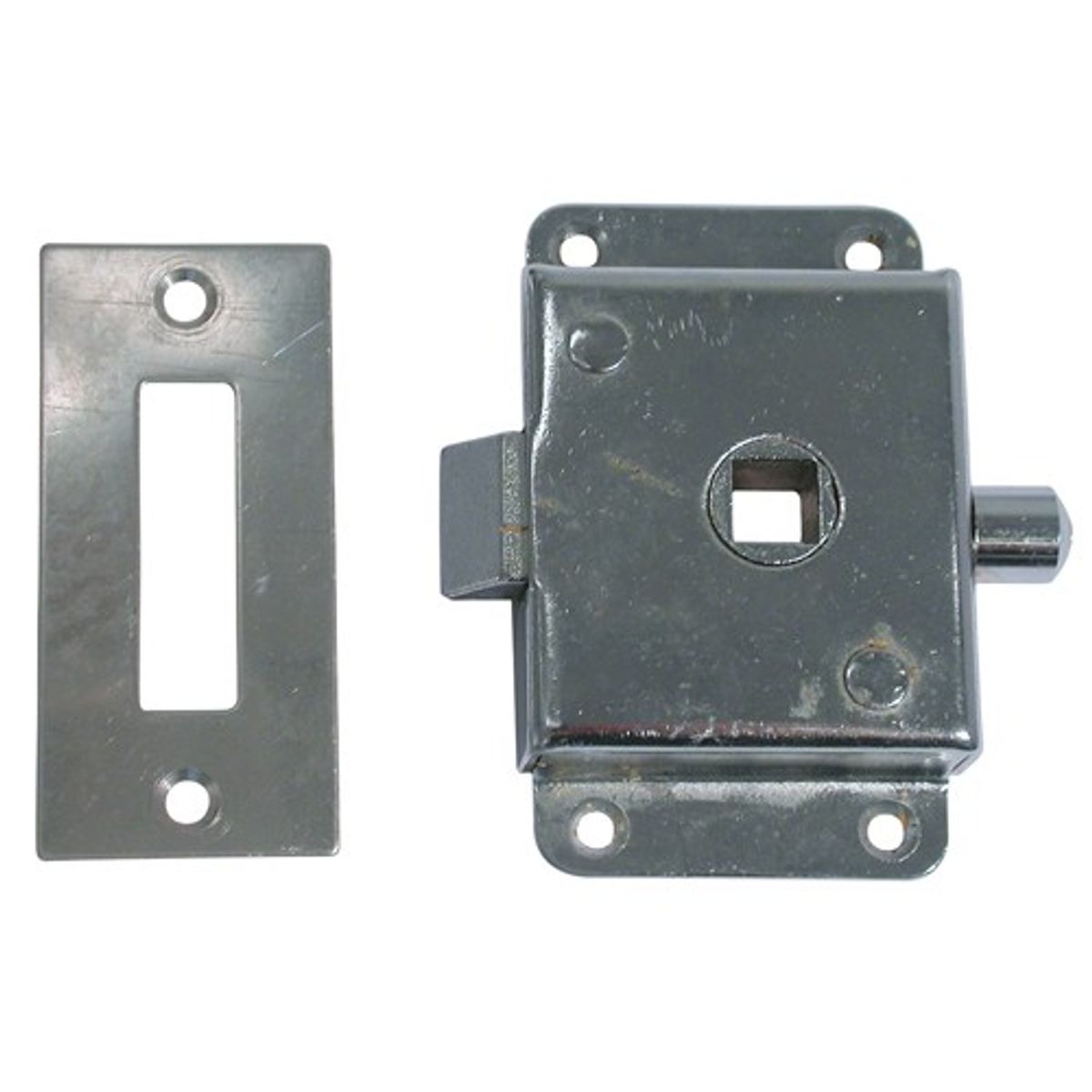 AG Rim Latch in Chrome with Flat Lock Striker N-76011