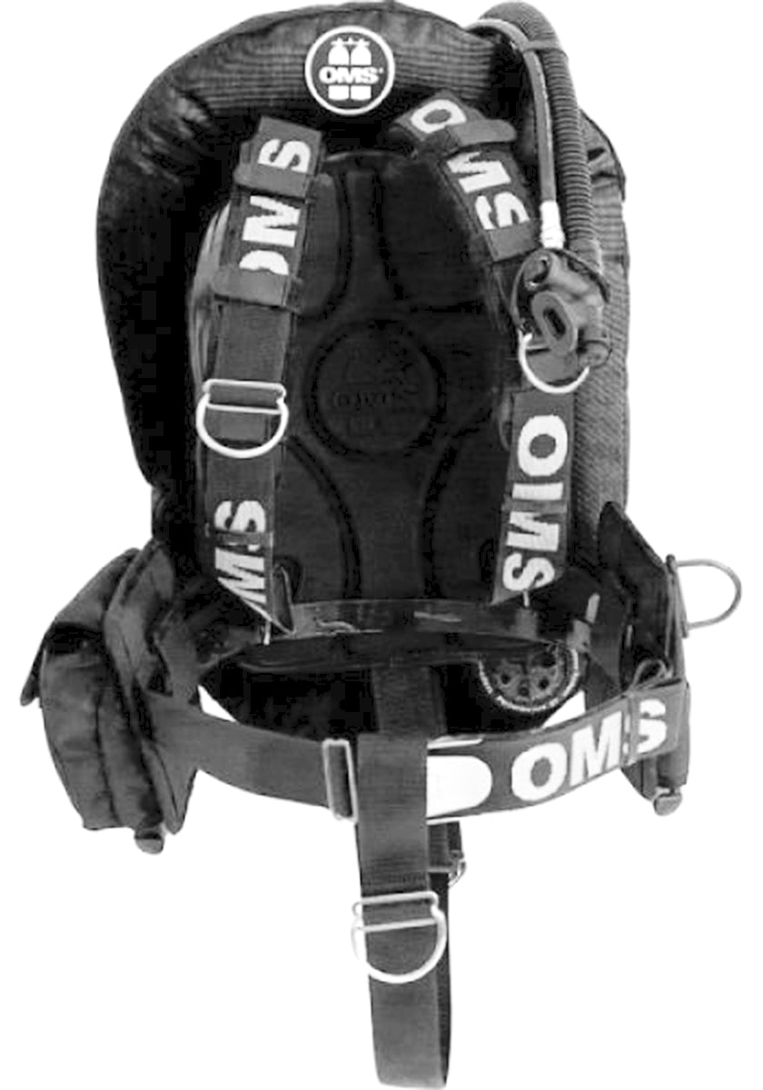 OMS All Black 27Lb12.5Kg Stainless Steel Comfort Harness III Performance Mono Signature Single Tank BC System S11618004