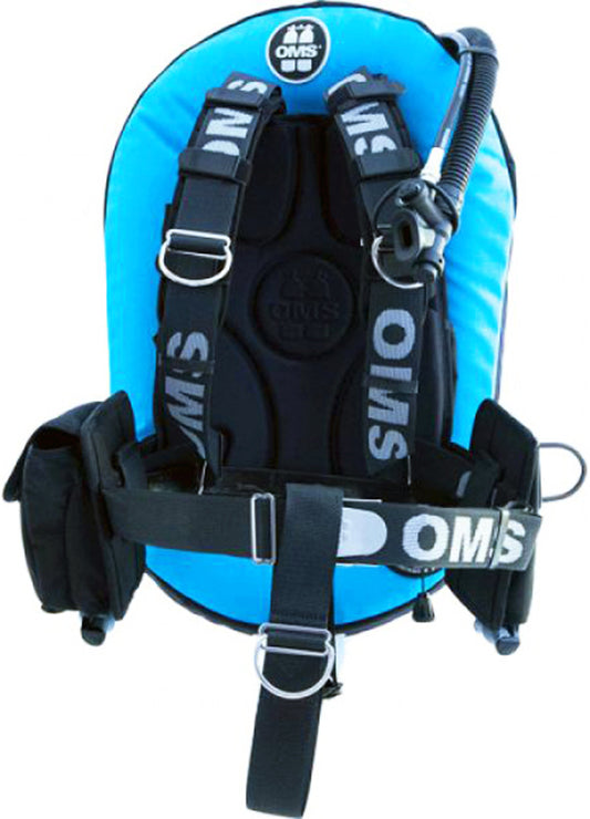 OMS Miami Blue/Black 27Lb12.5Kg Stainless Steel Comfort Harness III Performance Mono Signature Single Tank BC System S11618028