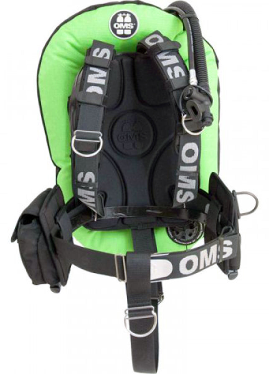 OMS Lizard Green/Black 27Lb12.5Kg Stainless Steel Comfort Harness III Performance Mono Signature Single Tank BC System S11618040