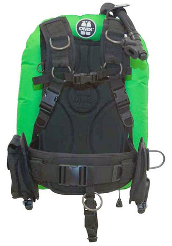 Beaver OMS Lizard Green Blue/Black 27Lb-12.5Kg IQ Lite Cummerband Signature Harness Performance Mono Wing BC System Size S S11618042