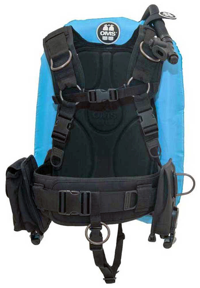 OMS Miami Blue/Black 32Lb14.5Kg IQ Lite Cummerband Signature Harness Performance Mono Wing BC System Size XL S11618078