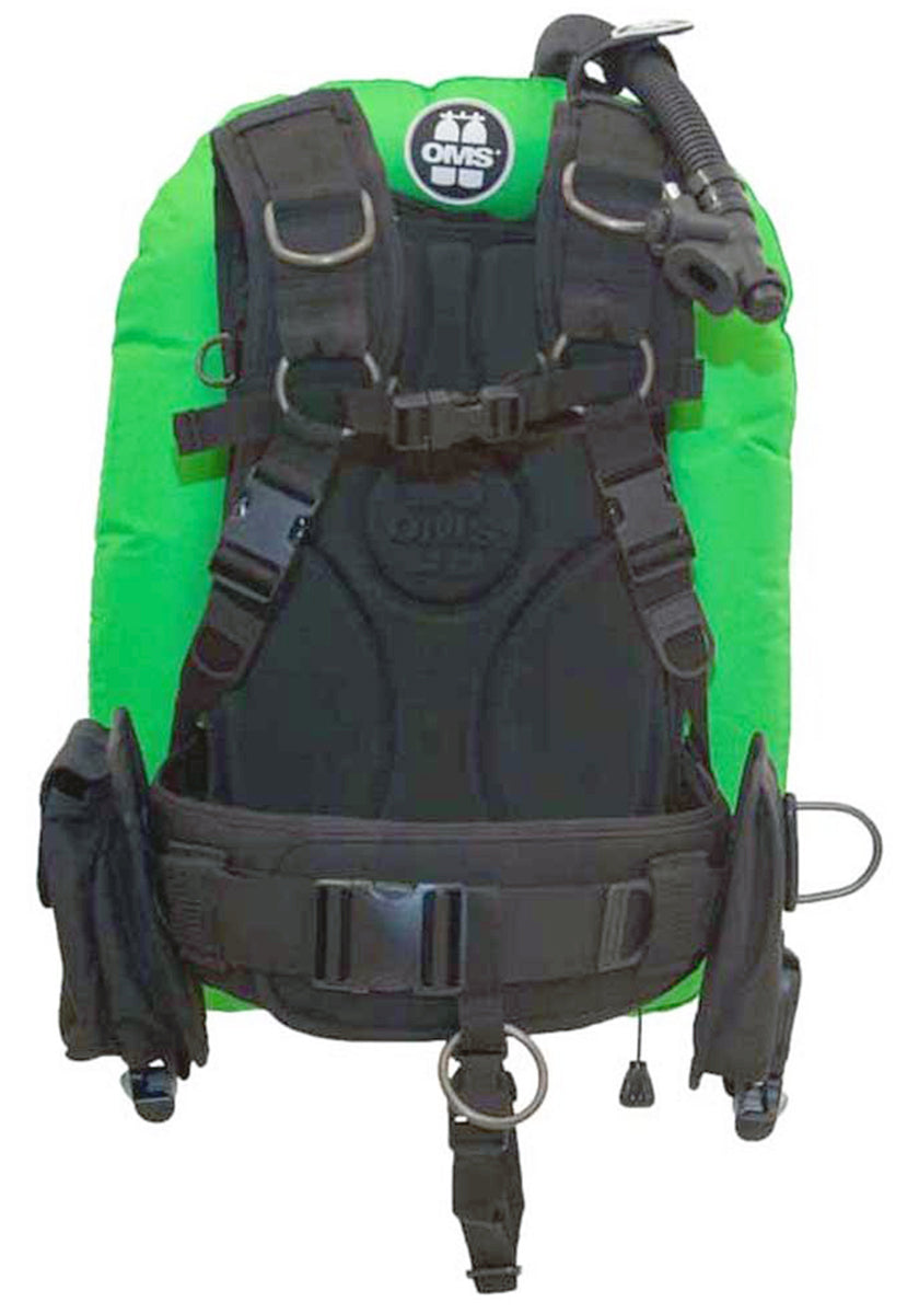 OMS Lizard Green/Black 32Lb14.5Kg IQ Lite Cummerband Signature Harness Performance Mono Wing BC System Size XS S11618087
