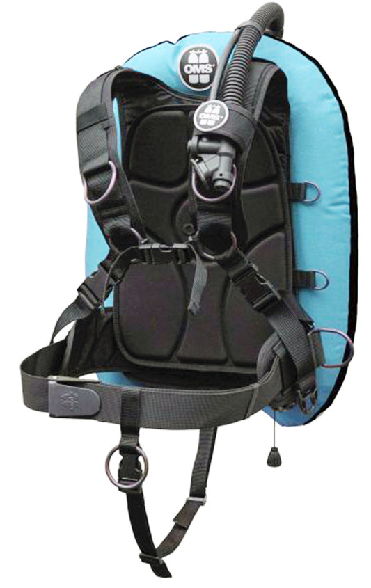 OMS Miami Blue/Black 27Lb12.5Kg IQ Lite Harness Performance Mono Wing BC System Size XL S11618036