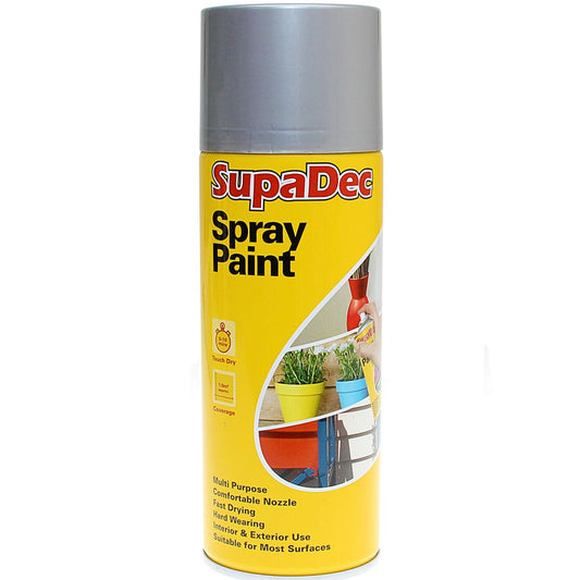 SupaDec Spray Paint 400ml Gloss Silver PA-003