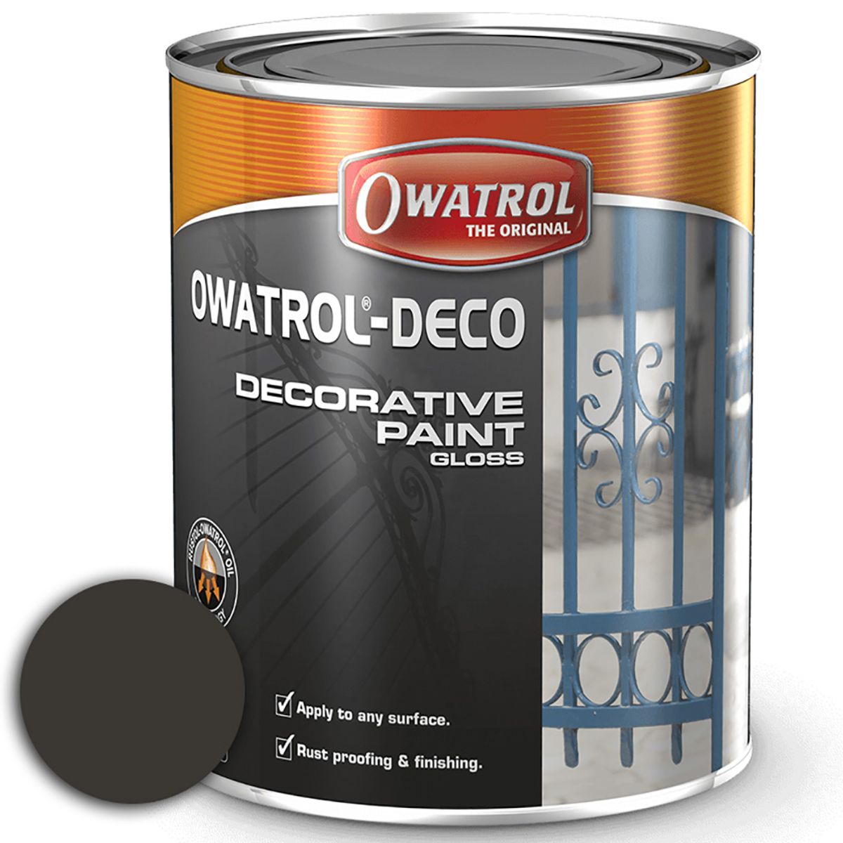 Owatrol Deco Anti-Corrosive Gloss Paint (Grey Dust, RAL 7037, 750ml) PA-504