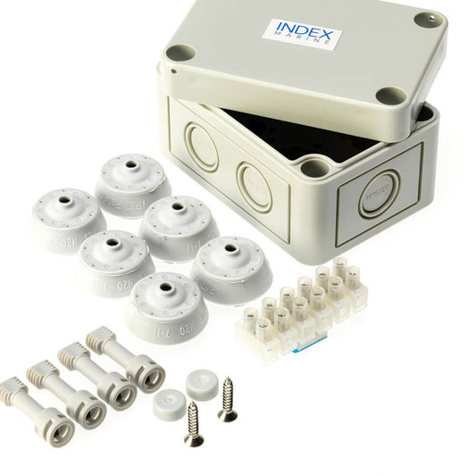 Index Marine Small Waterproof 6 Way Connector Junction Box Kit