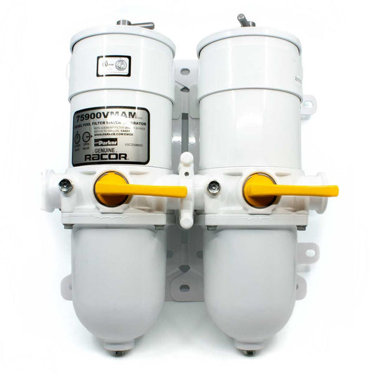 Racor 75/900VMAM Duplex Fuel Filter (10 Micron / Metal Bowl) RAC-75900VMAM10