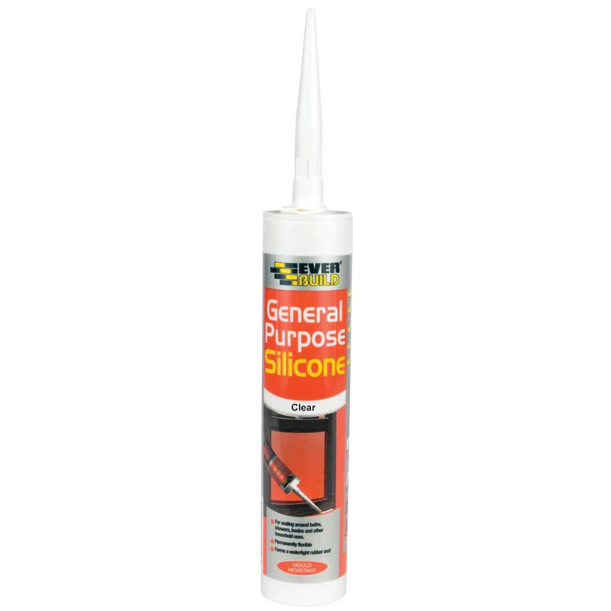 Everbuild General Purpose Silicone Sealant & Adhesive (Clear / 280ml) SK-467060