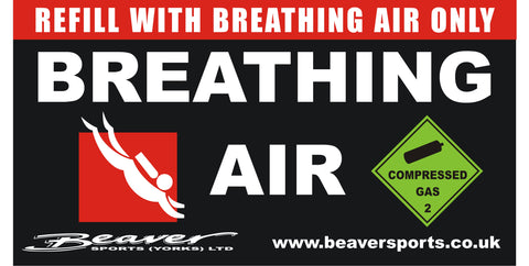 Beaver Breathing Air Cylinder ID Sticker - HS CODE - 	39191099	  C.O.O. - 	GB