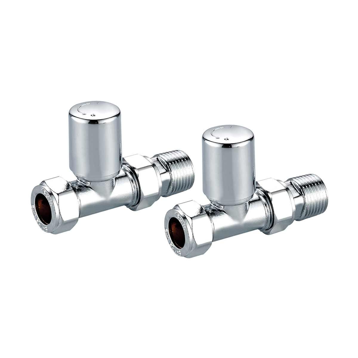AG Radiator Valves Straight 15mm in Chrome (Pair) TRV001