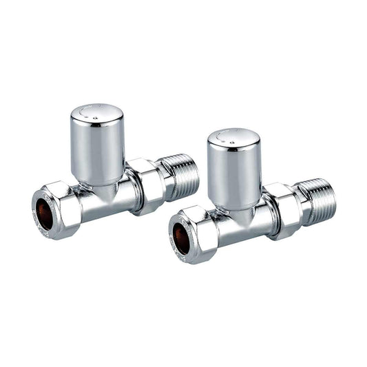 AG Radiator Valves Straight 15mm in Chrome (Pair) TRV001
