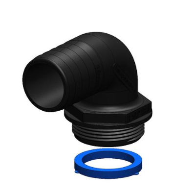 TruDesign Aquavalve/Manifold Tail 90° 38mm 1½” BSP Blue Seal - Black