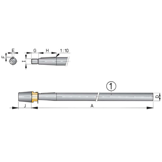Vetus Propeller Shaft with Nut 35mm ID x 1m Stainless Steel